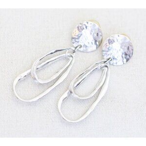 Vintage Gigantic Edwardian Hammered Dangle Earrings - AA1